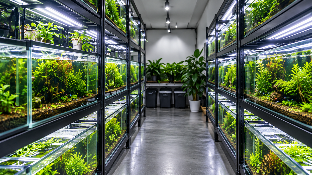 Illustrative planted aquarium room, sample imagery
